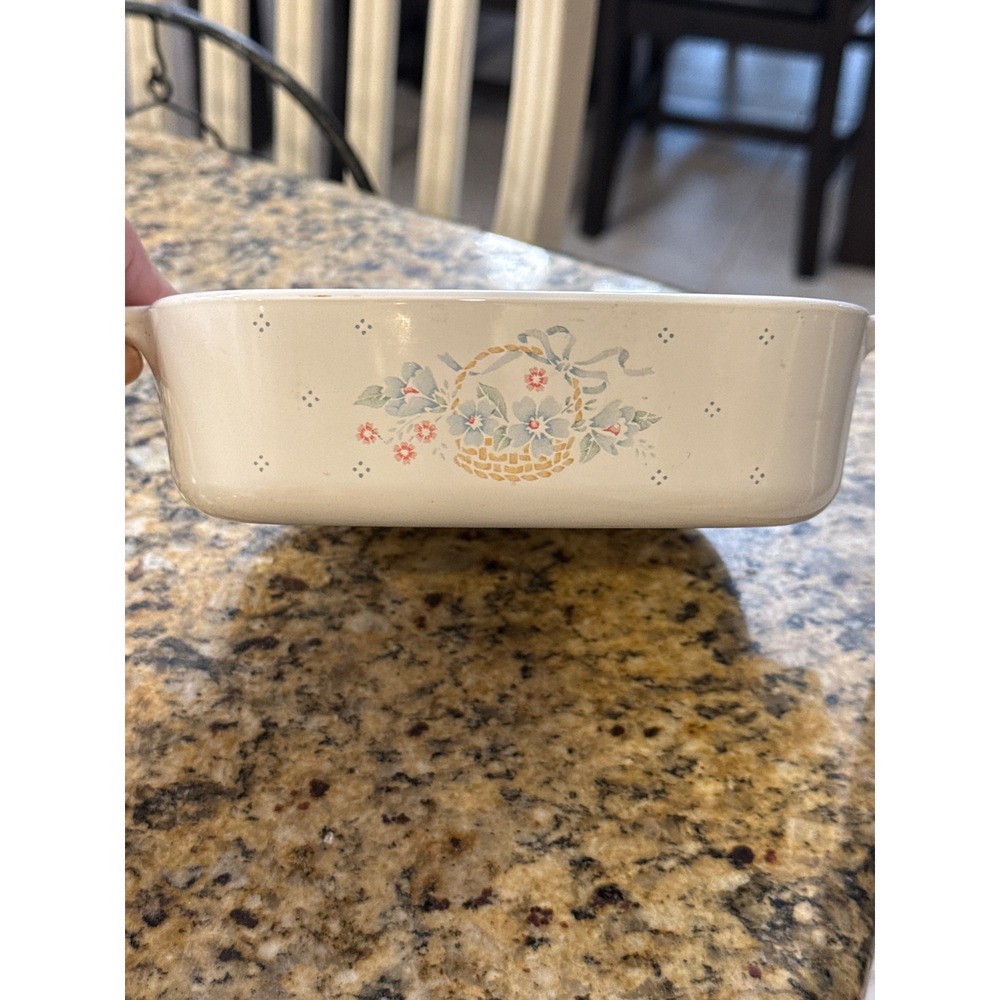 Corning Ware A-1-B 1 Liter Country Cornflower Floral Basket Casserole Dish